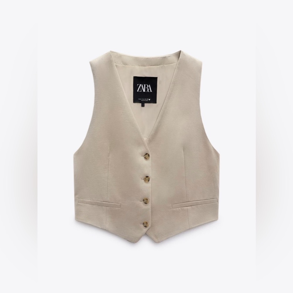 Zara Light Tan Buttoned Vest